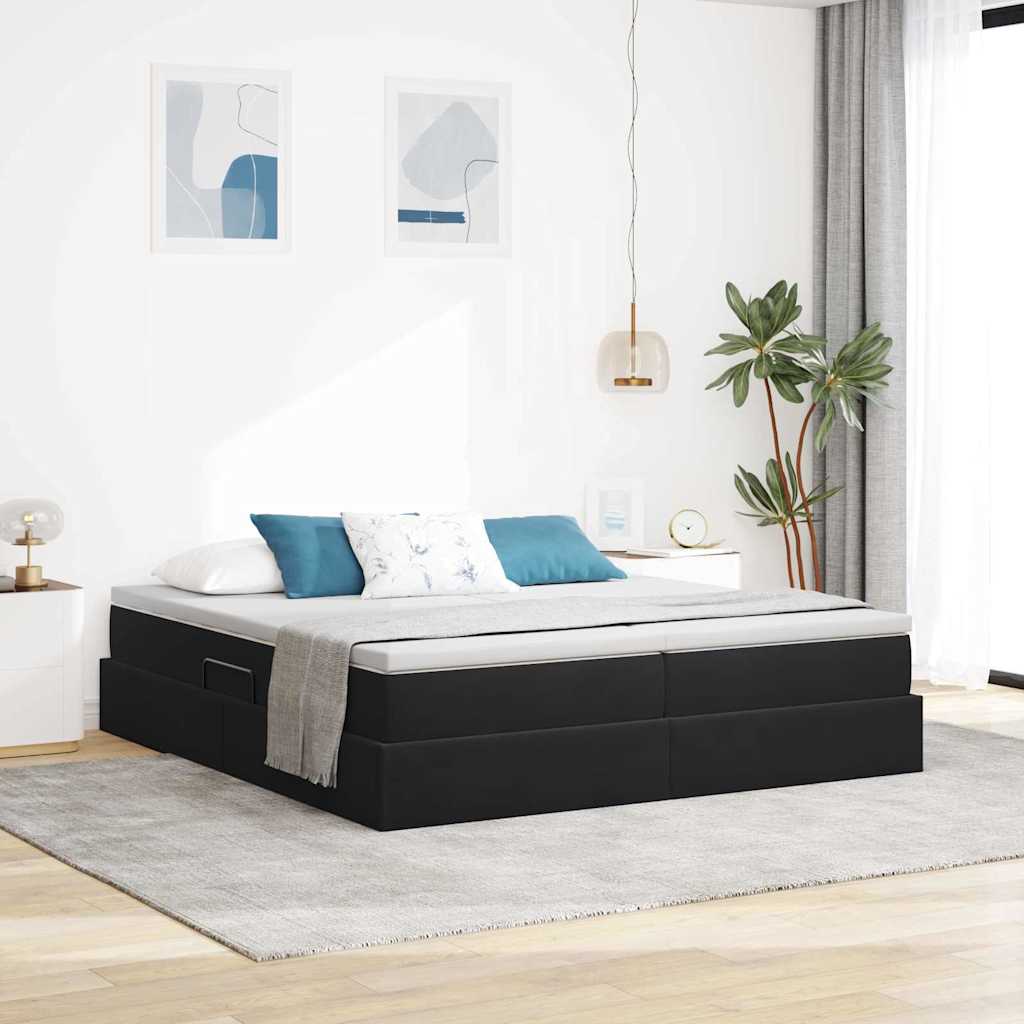 Krevet s madracem i skladištem Crna 180 x 200 cm Baršun