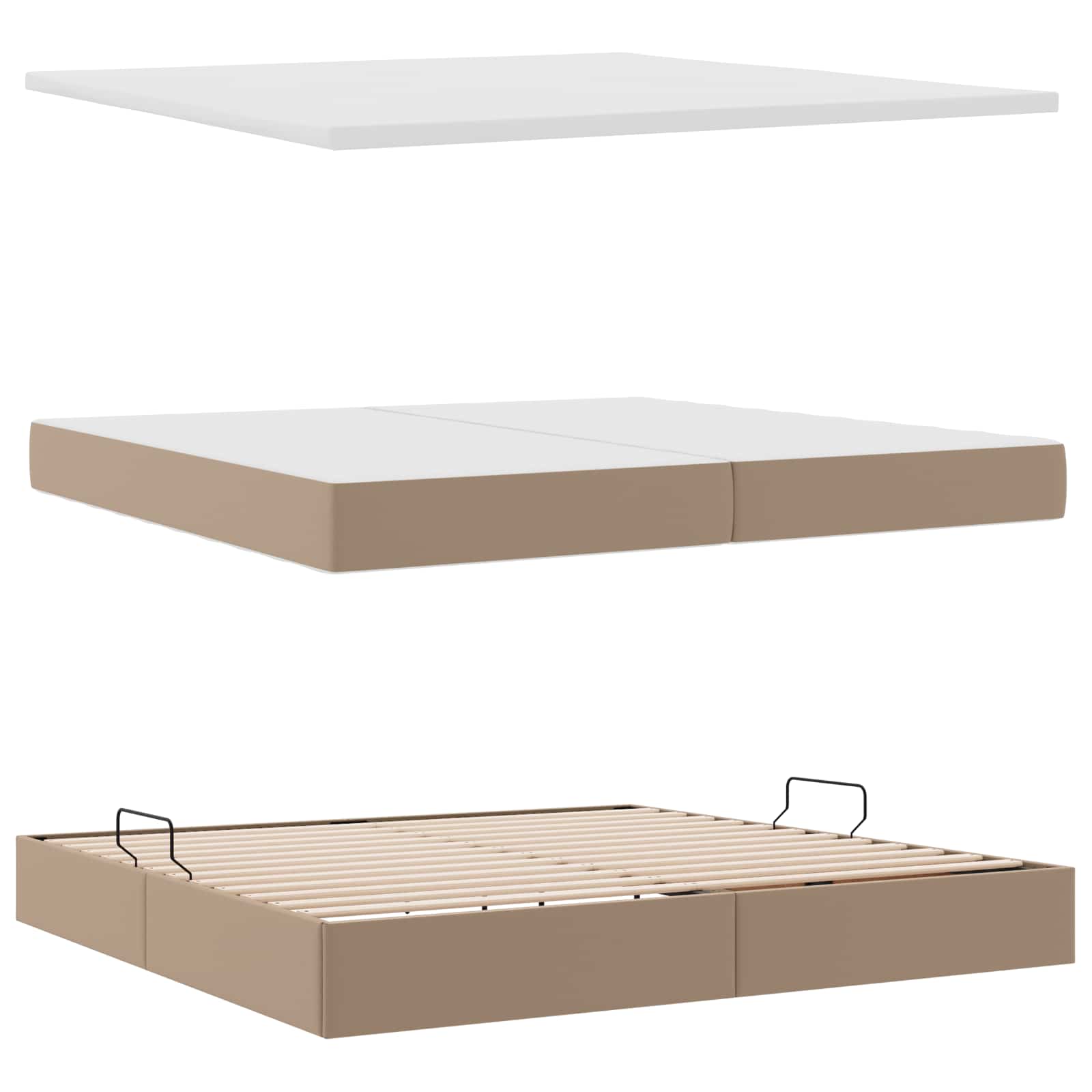 Krevet s madracem i skladištem Kapućino 200 x 200 cm Lažna koža