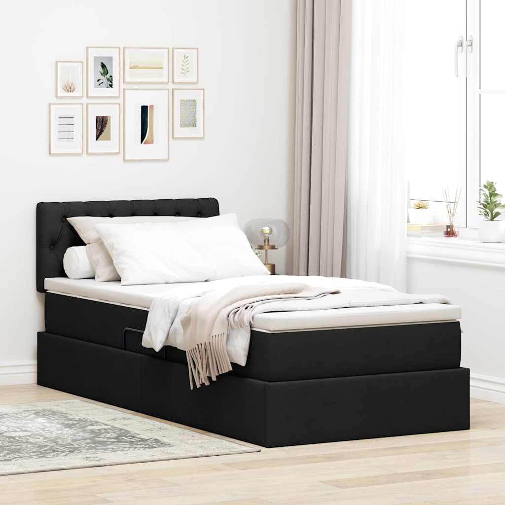 Krevet s madracem i skladištem s madracem Crna 90 x 190 cm