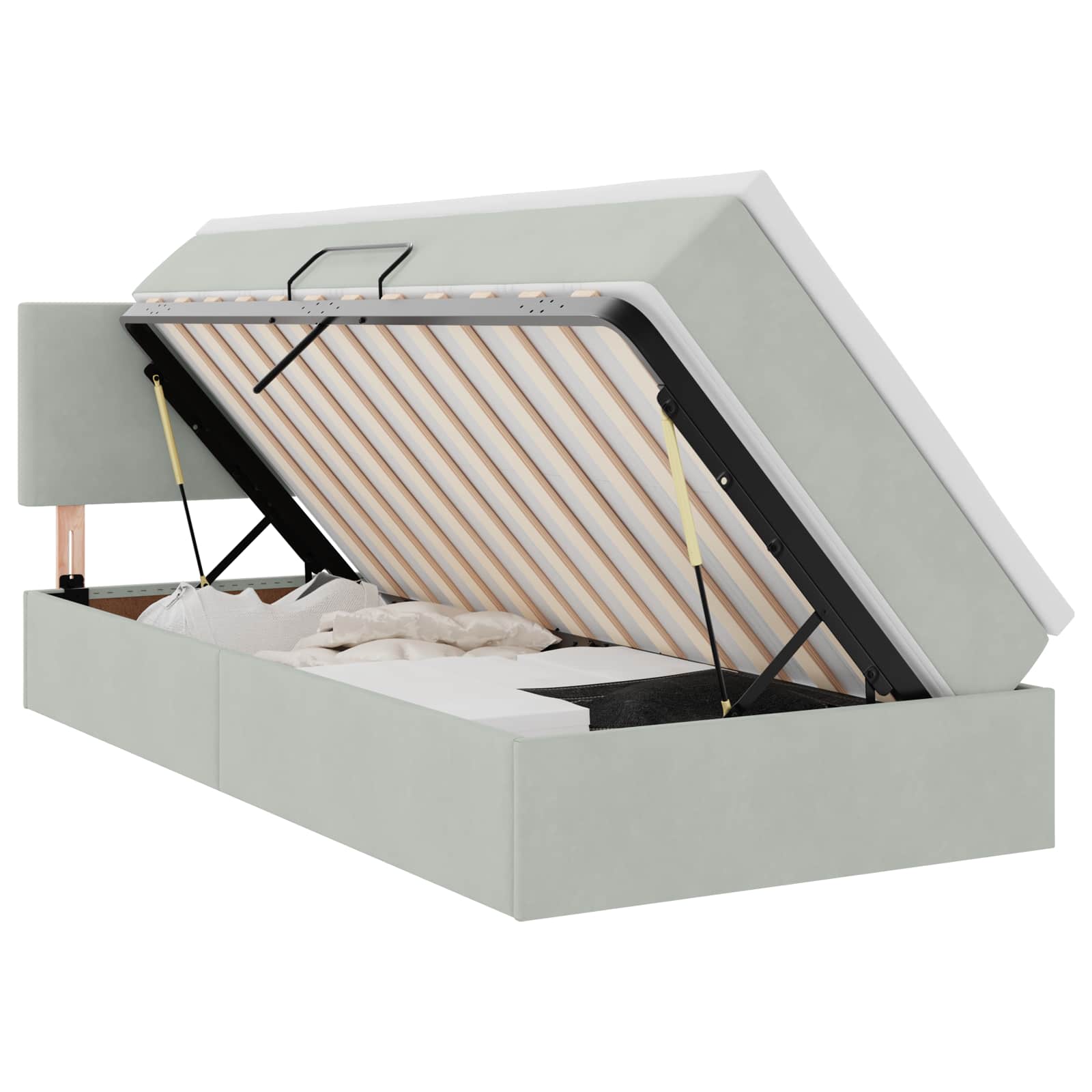 Krevet s od storage s madracem Svijetlo siva 90 x 190 cm Baršun