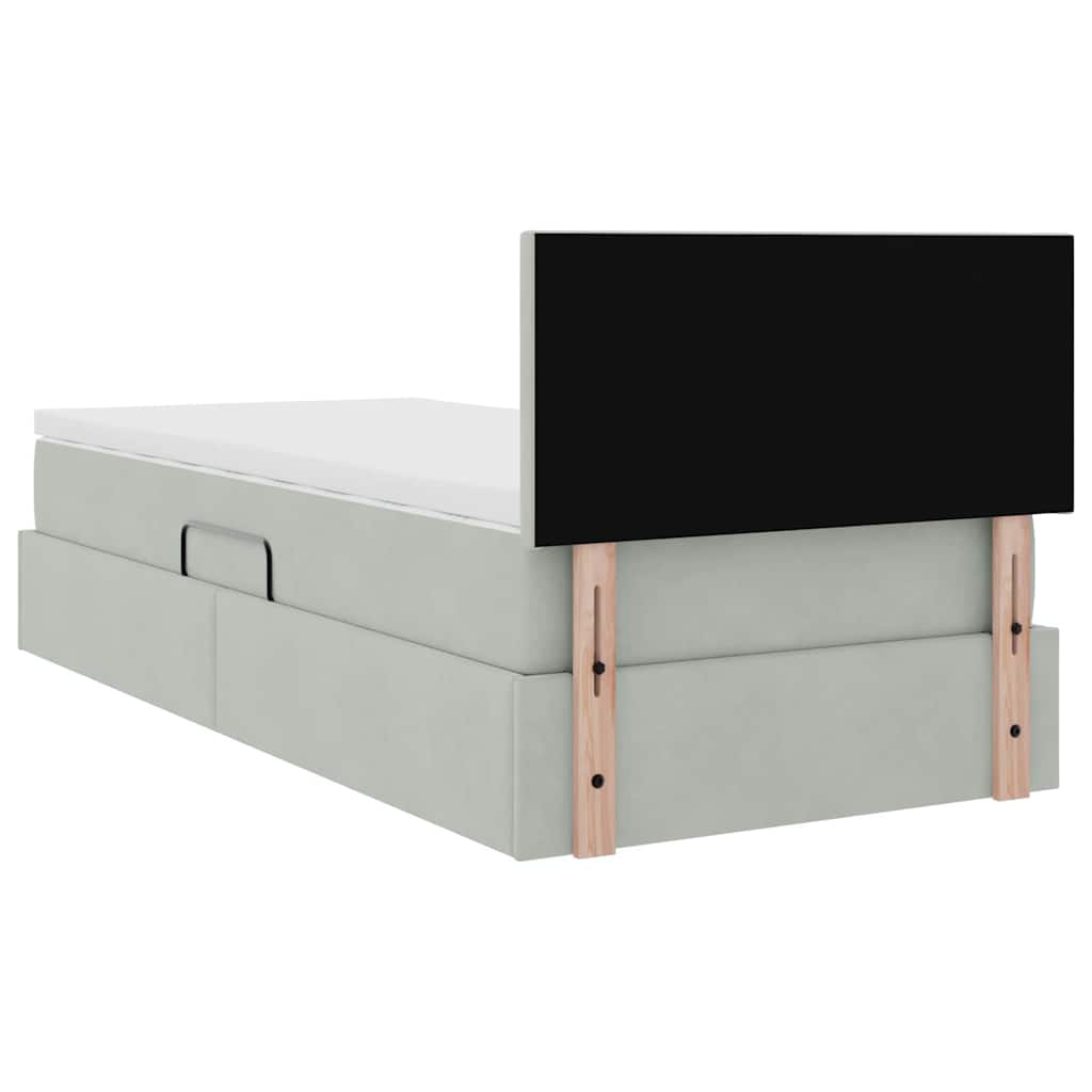 Krevet s od storage s madracem Svijetlo siva 90 x 190 cm Baršun