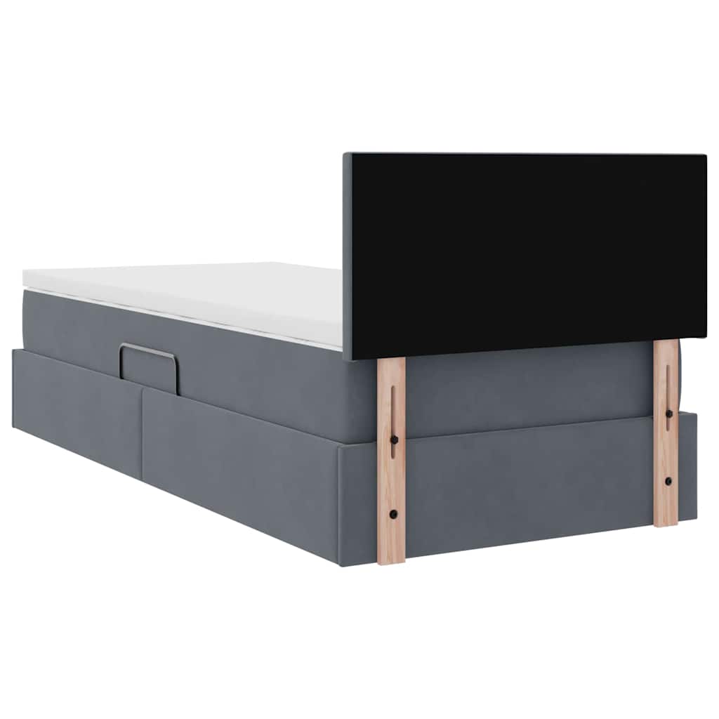 Krevet s od storage s madracem Tamno siva 90 x 190 cm Baršun