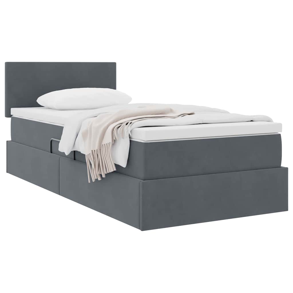 Krevet s od storage s madracem Tamno siva 90 x 190 cm Baršun