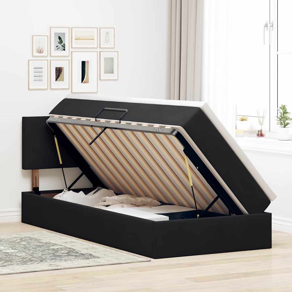 Krevet s od storage s madracem Crna 90 x 190 cm Baršun