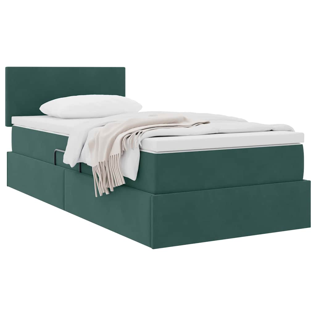Krevet s od storage s madracem Tamnozelena 90 x 190 cm Baršun