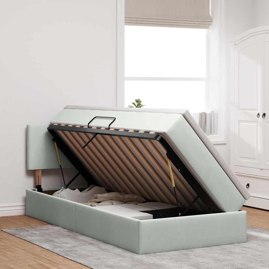 Krevet s od storage s madracem Svijetlo siva 90 x 200 cm Baršun