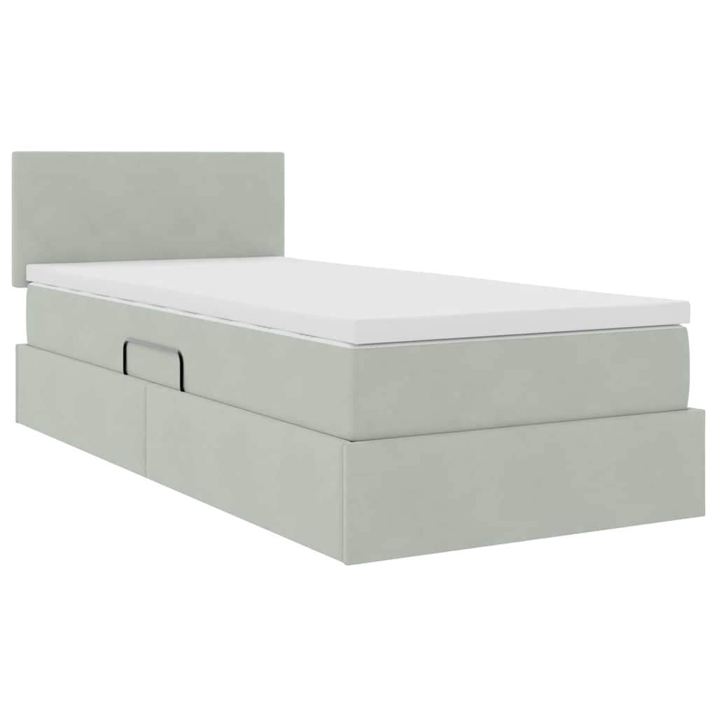 Krevet s od storage s madracem Svijetlo siva 90 x 200 cm Baršun