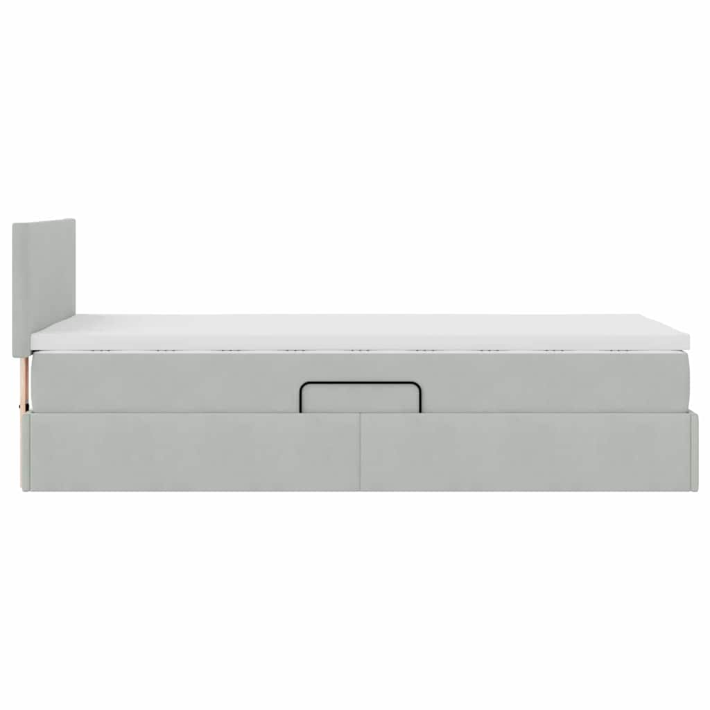 Krevet s od storage s madracem Svijetlo siva 90 x 200 cm Baršun