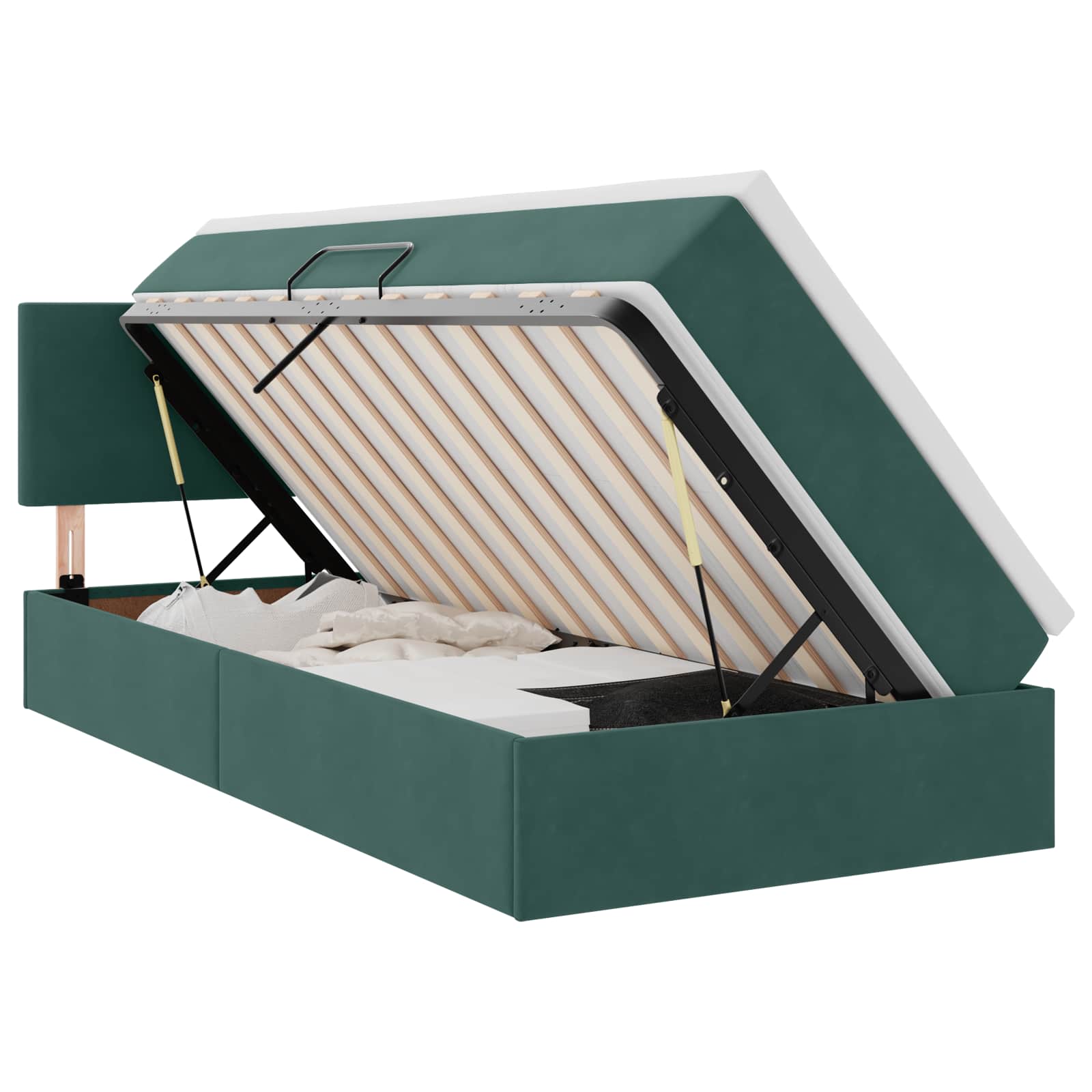 Krevet s od storage s madracem Tamnozelena 100 x 200 cm Baršun