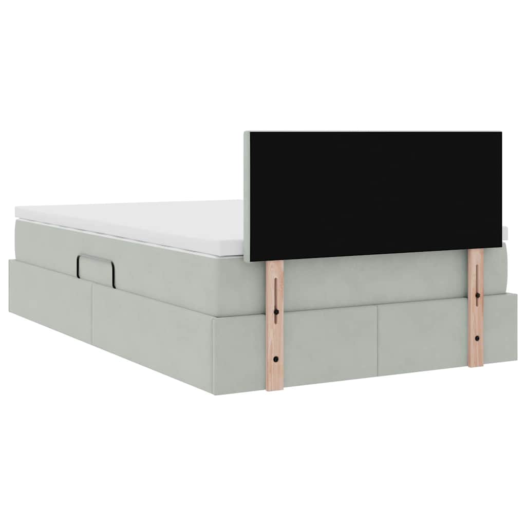 Krevet s od storage Svijetlo siva 120 x 190 cm Baršun