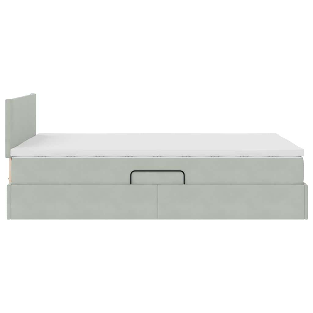 Krevet s od storage Svijetlo siva 120 x 190 cm Baršun
