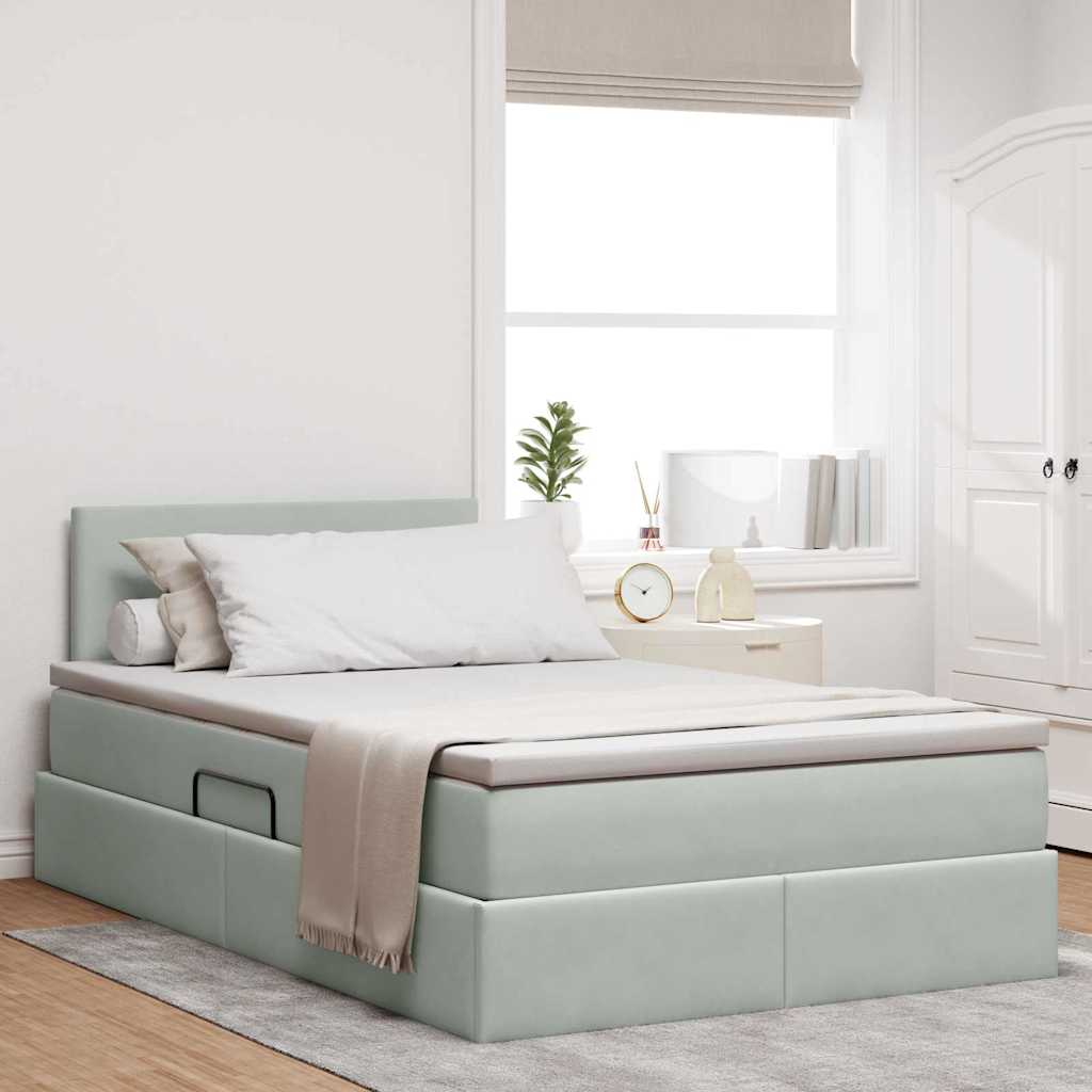 Krevet s od storage Svijetlo siva 120 x 200 cm Baršun