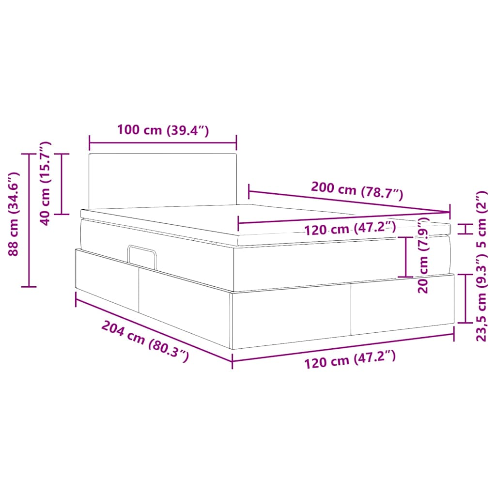 Krevet s od storage Svijetlo siva 120 x 200 cm Baršun