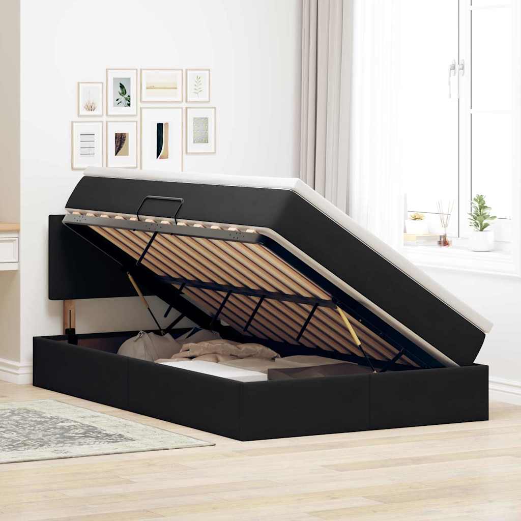Krevet s od storage s madracem Crna 120 x 200 cm Baršun