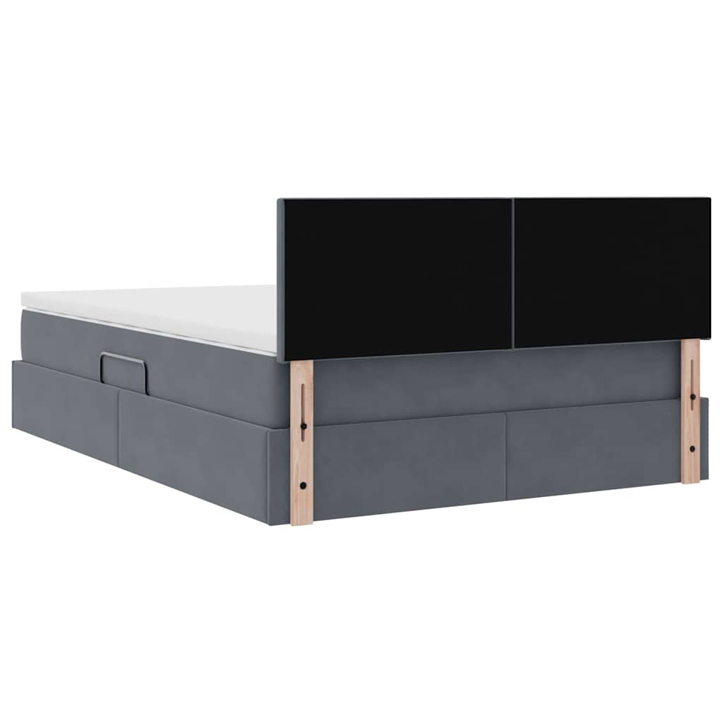 Krevet s od storage s madracem Tamno siva 140 x 190 cm Baršun