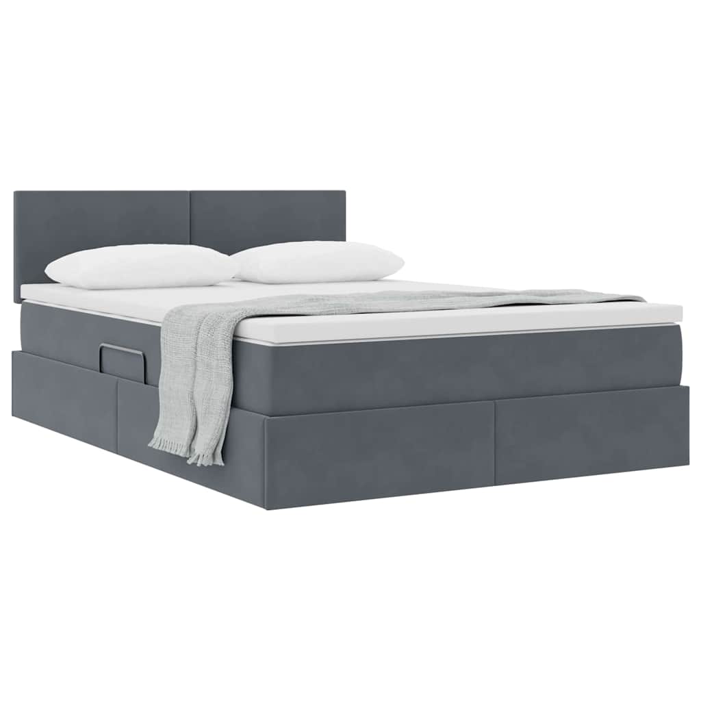 Krevet s od storage s madracem Tamno siva 140 x 190 cm Baršun