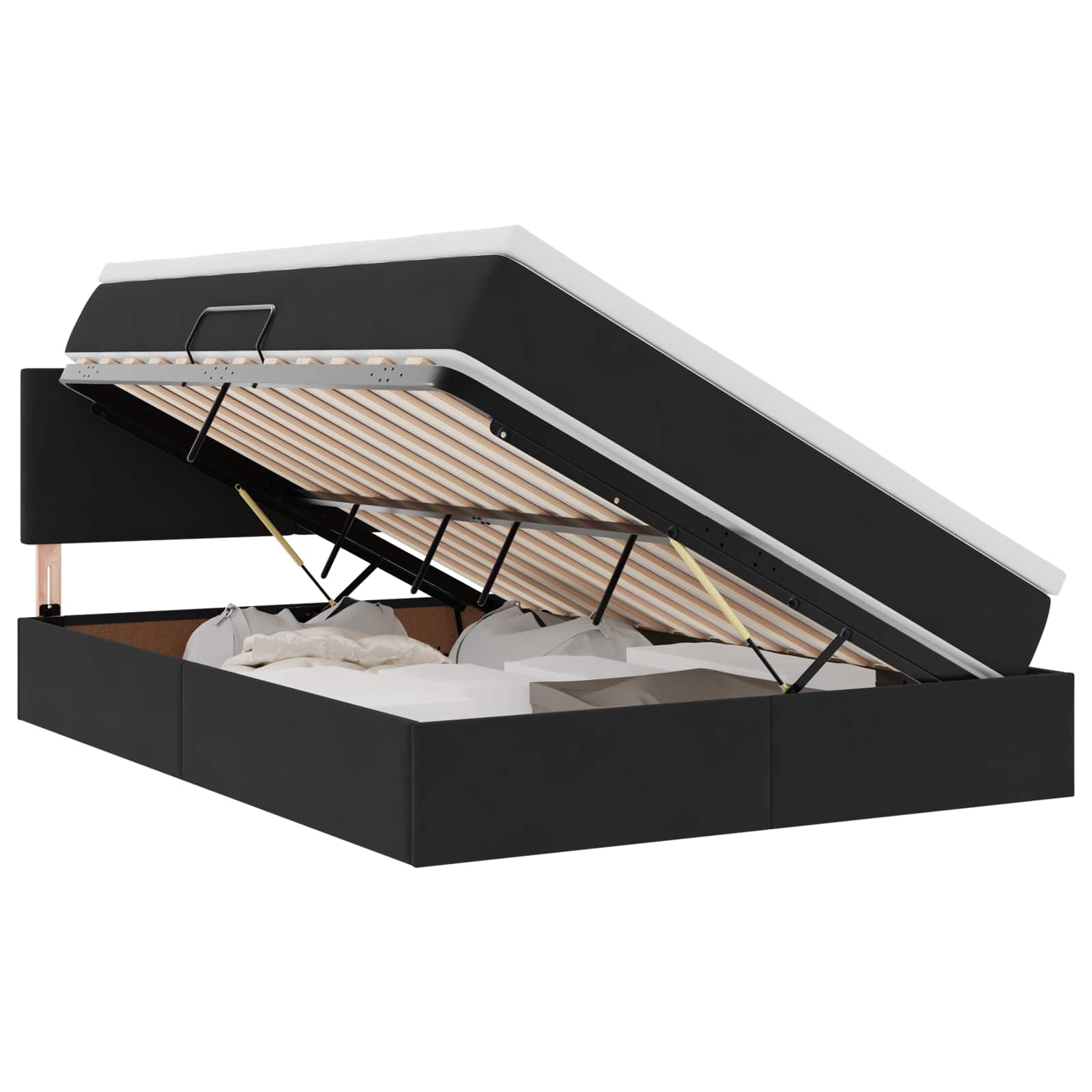 Krevet s od storage s madracem Crna 140 x 190 cm Baršun