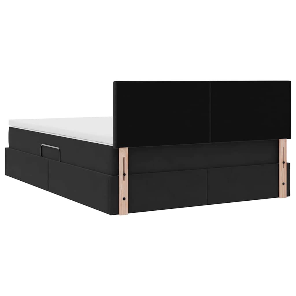Krevet s od storage s madracem Crna 140 x 190 cm Baršun