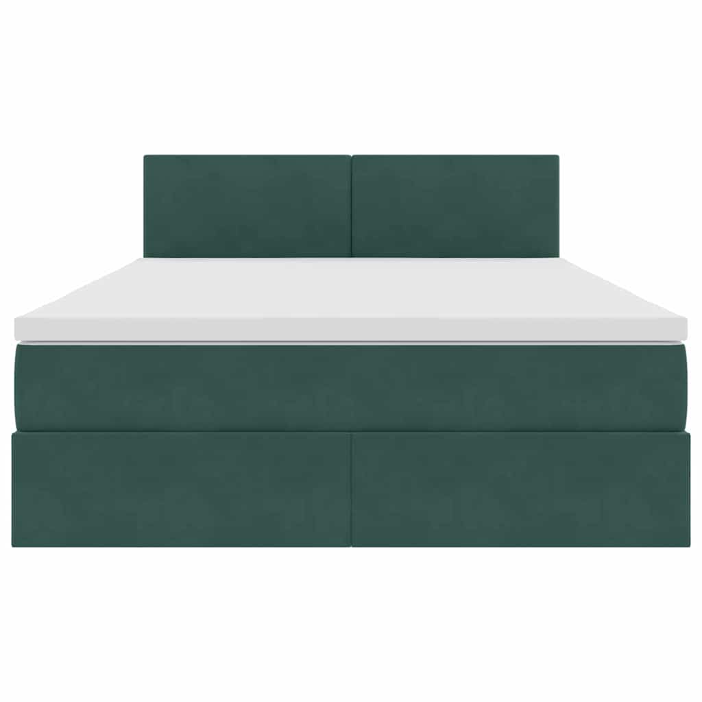 Krevet s od storage s madracem Tamnozelena 140 x 190 cm Baršun