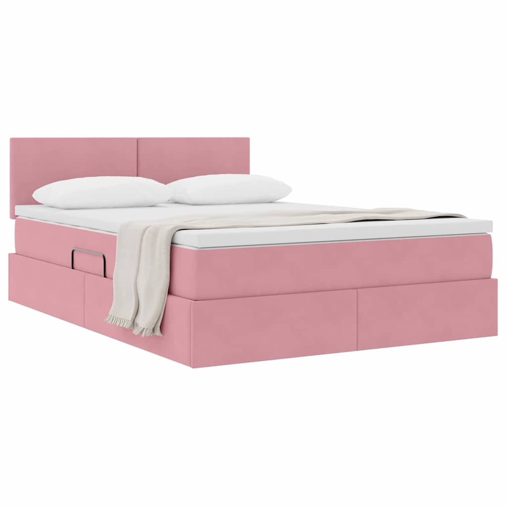 Krevet s od storage s madracem Ružičasta 140 x 190 cm Baršun