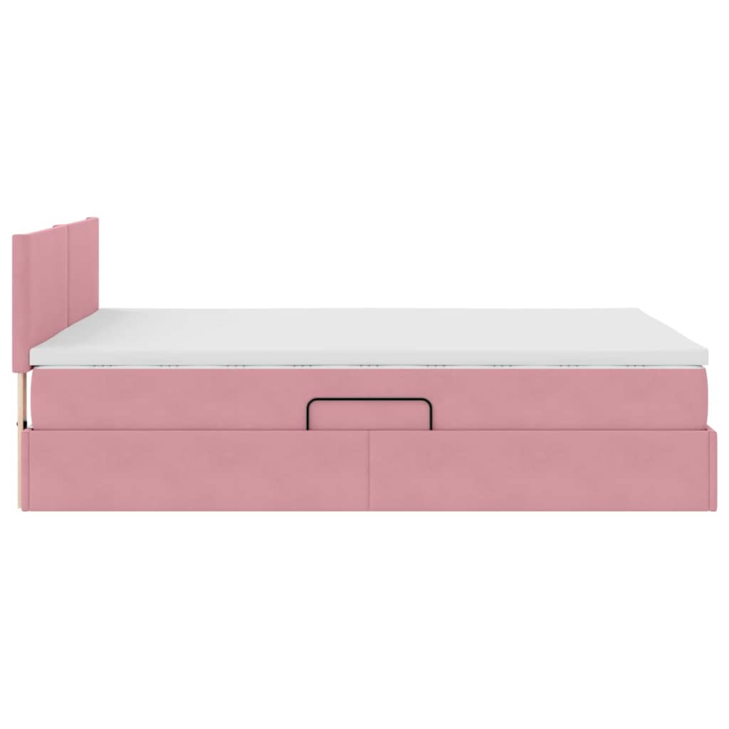 Krevet s od storage s madracem Ružičasta 140 x 190 cm Baršun