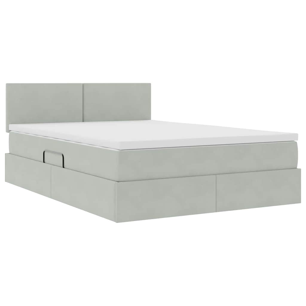 Krevet s od storage Svijetlo siva 140 x 200 cm Baršun