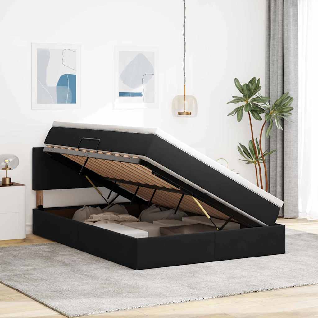 Krevet s od storage s madracem Crna 140 x 200 cm Baršun