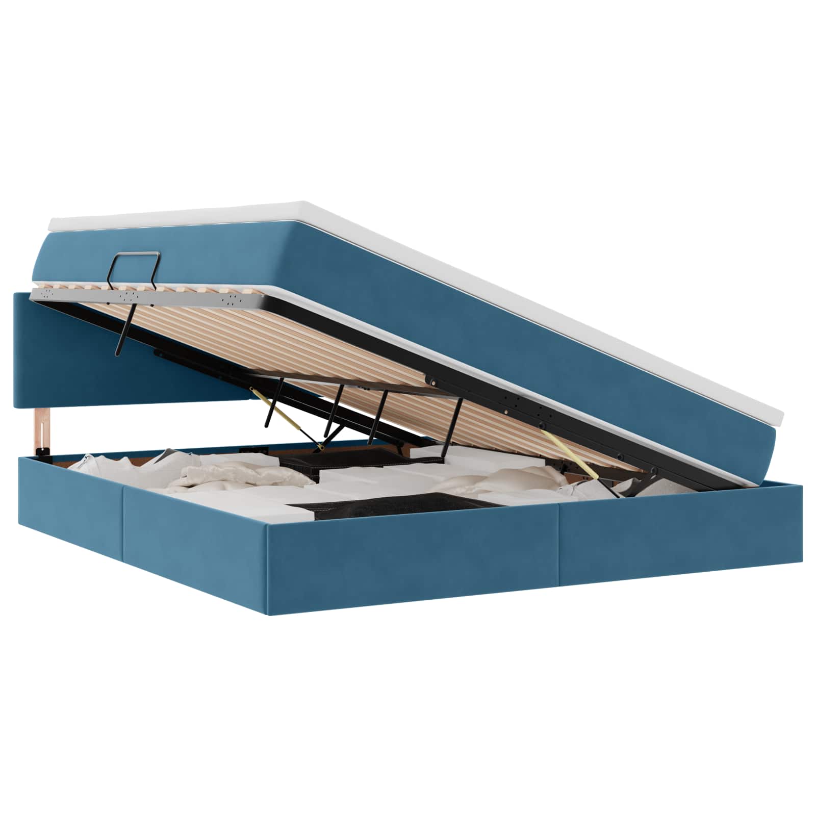 Krevet s od storage s madracem Tamno plava 160 x 200 cm Baršun