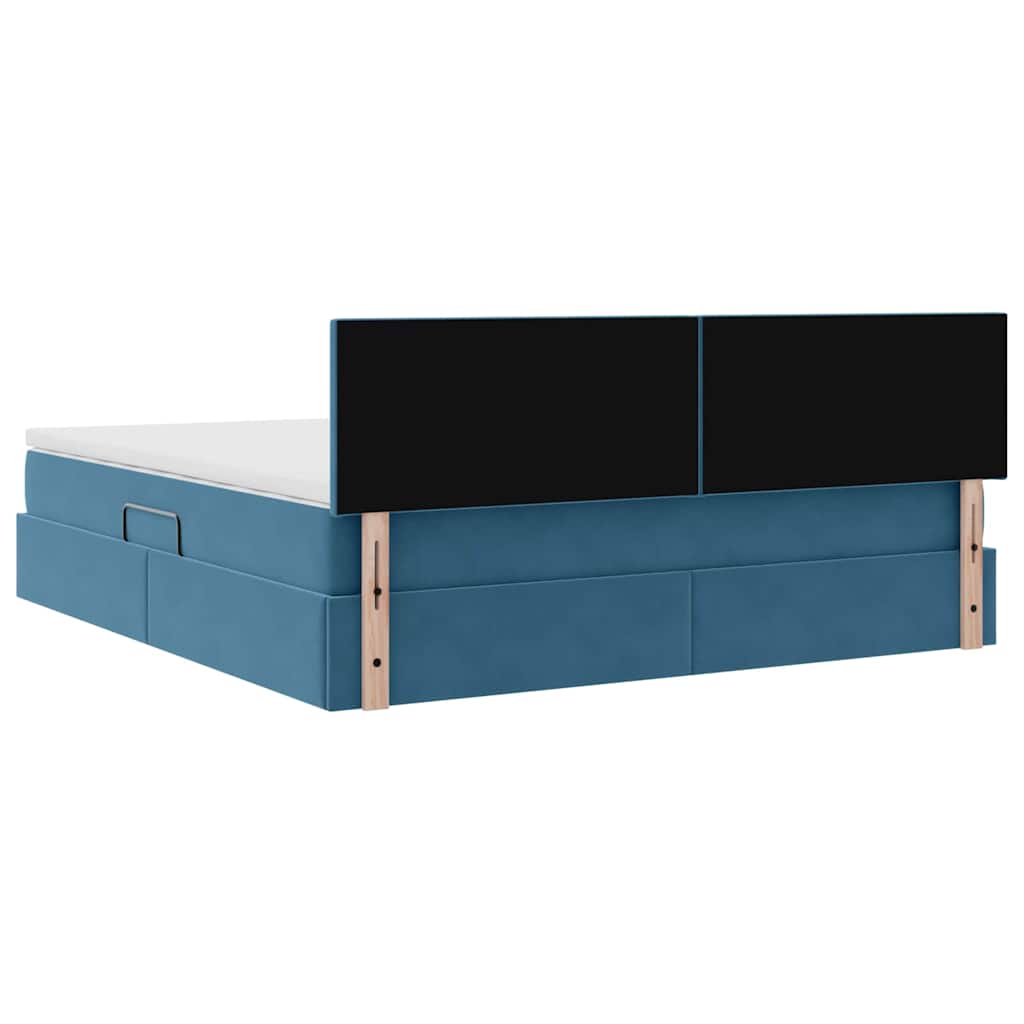 Krevet s od storage s madracem Tamno plava 160 x 200 cm Baršun