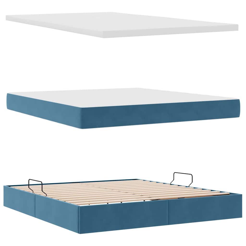 Krevet s od storage s madracem Tamno plava 160 x 200 cm Baršun