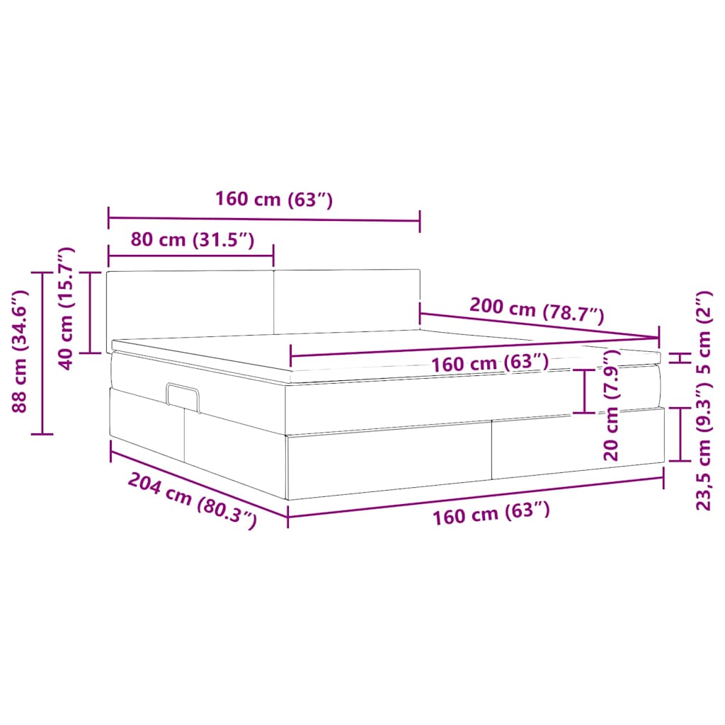 Krevet s od storage s madracem Tamno plava 160 x 200 cm Baršun