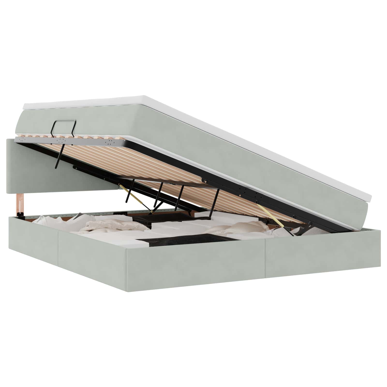 Krevet s od storage Svijetlo siva 180 x 200 cm Baršun