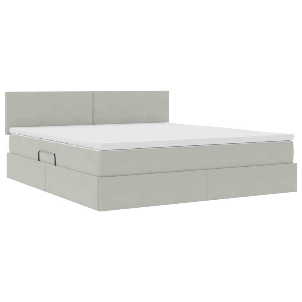 Krevet s od storage Svijetlo siva 180 x 200 cm Baršun
