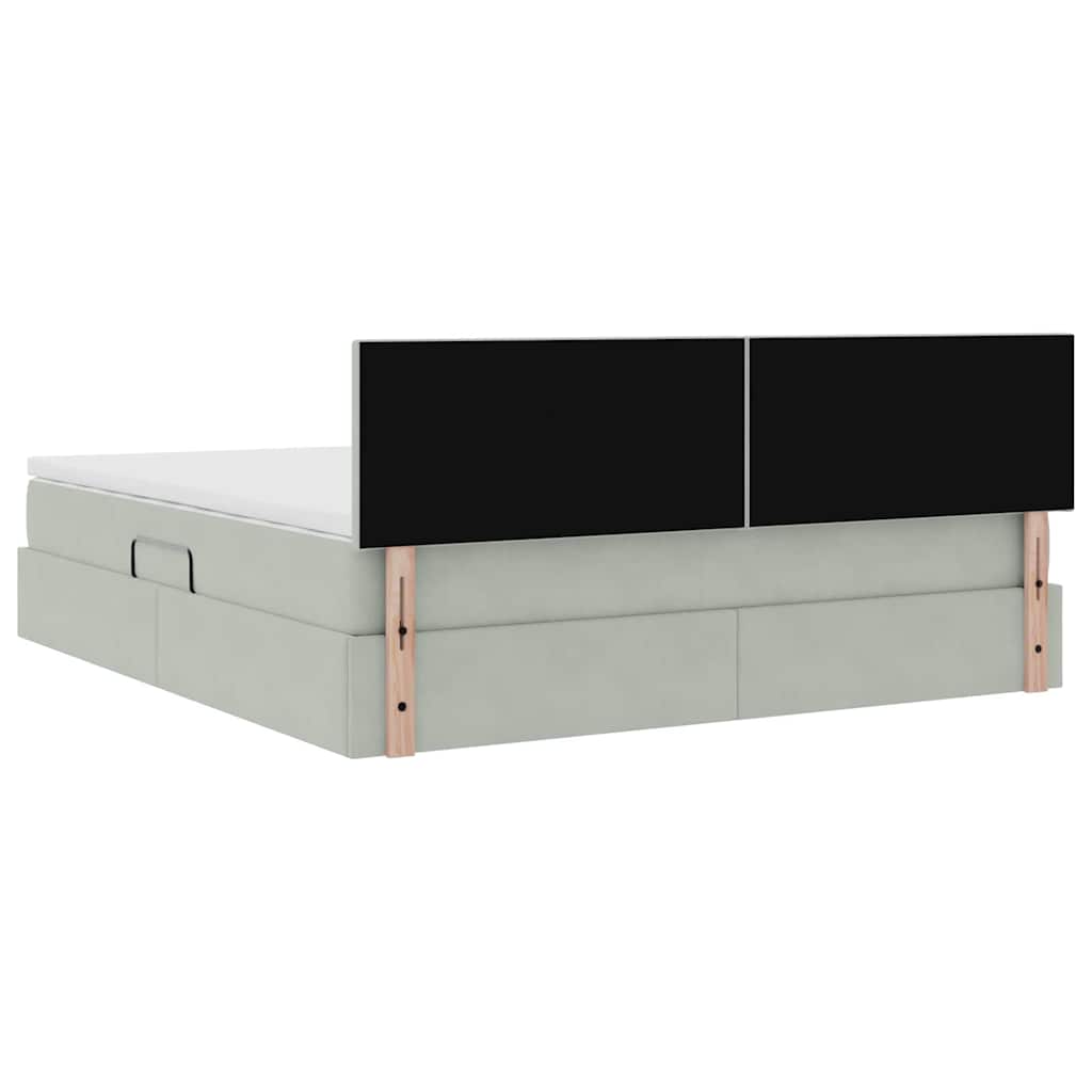 Krevet s od storage Svijetlo siva 180 x 200 cm Baršun