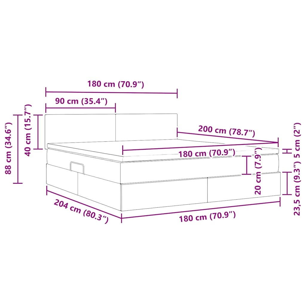 Krevet s od storage Svijetlo siva 180 x 200 cm Baršun