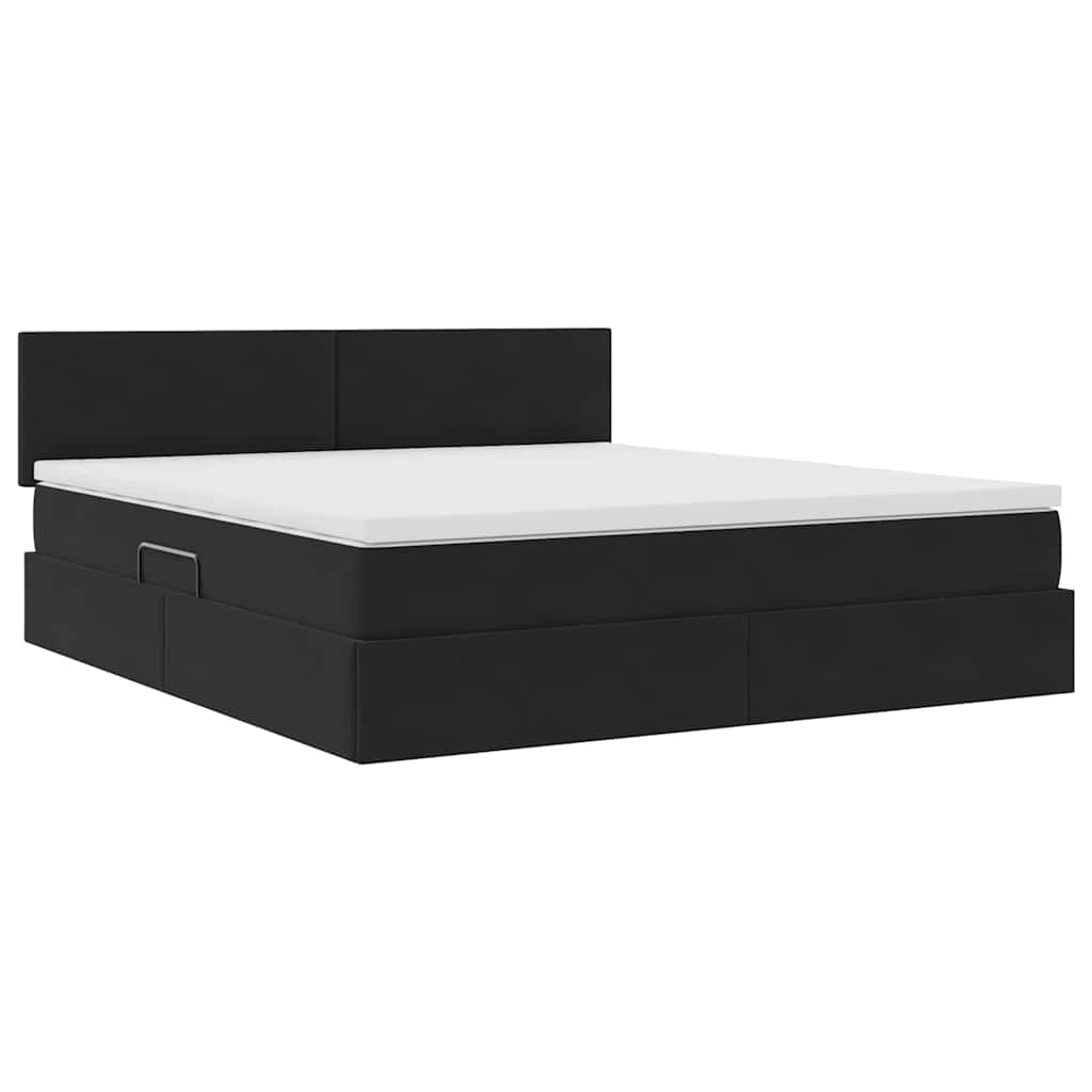 Krevet s od storage s madracem Crna 180 x 200 cm Baršun