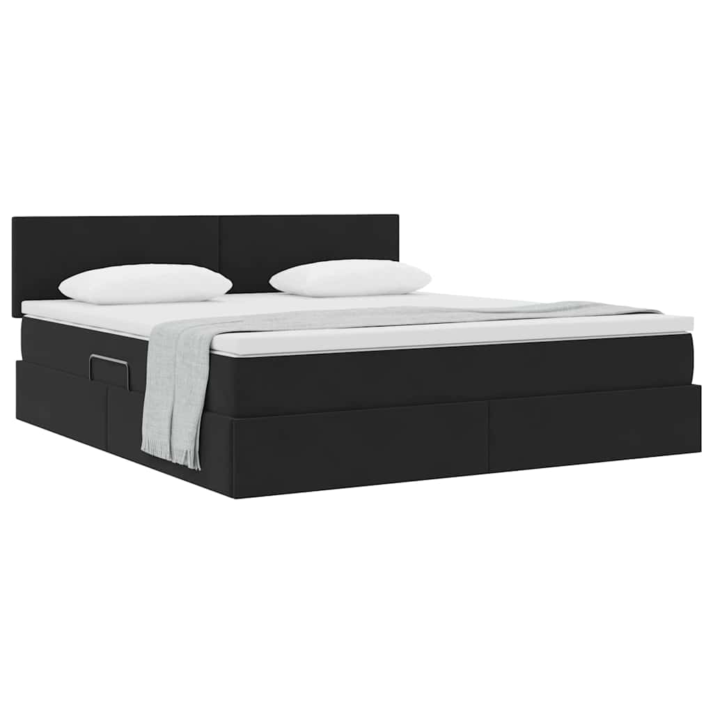 Krevet s od storage s madracem Crna 180 x 200 cm Baršun
