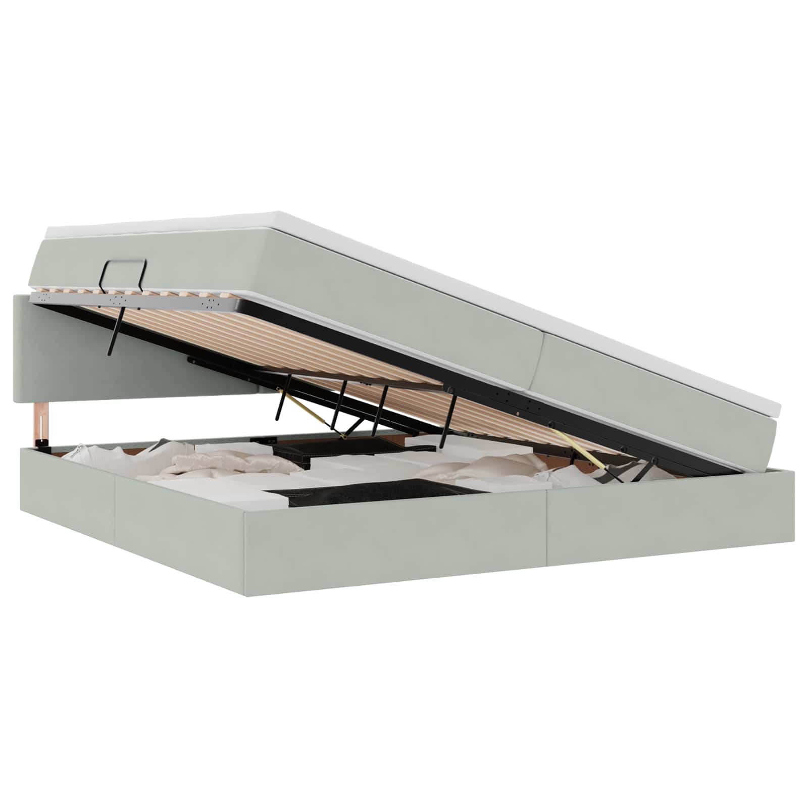 Krevet s od storage Svijetlo siva 200 x 200 cm Baršun