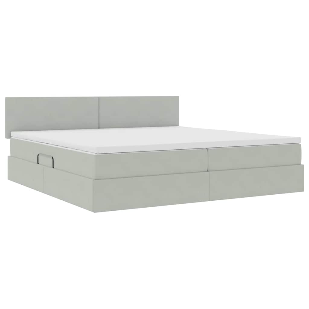 Krevet s od storage Svijetlo siva 200 x 200 cm Baršun