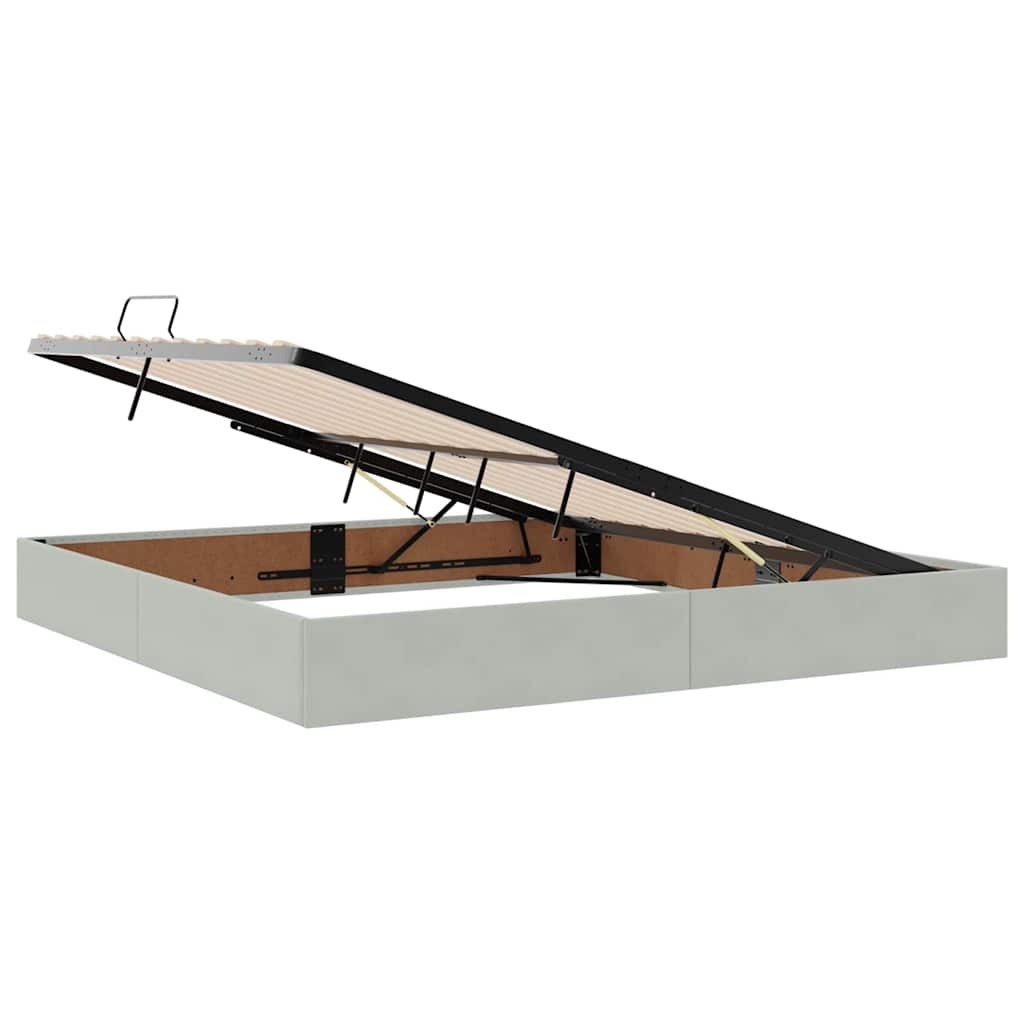 Krevet s od storage Svijetlo siva 200 x 200 cm Baršun