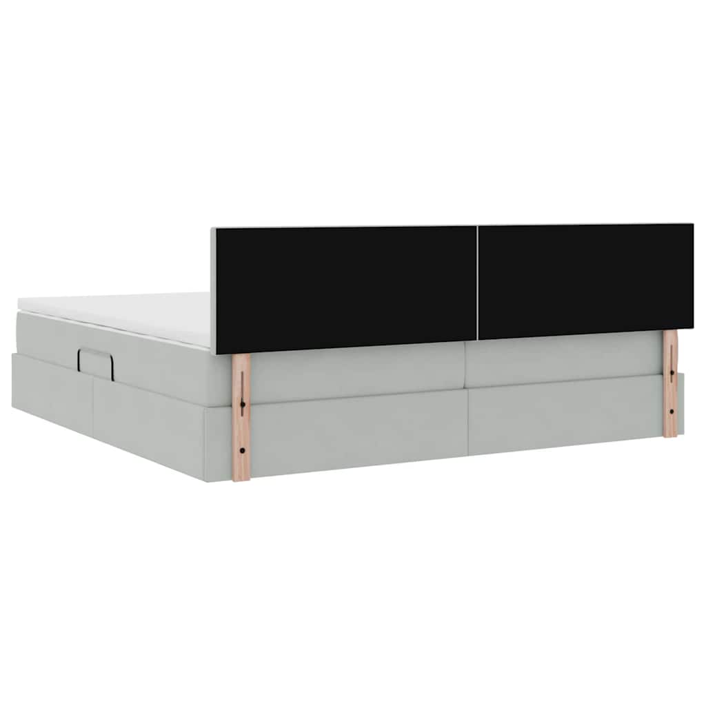 Krevet s od storage Svijetlo siva 200 x 200 cm Baršun