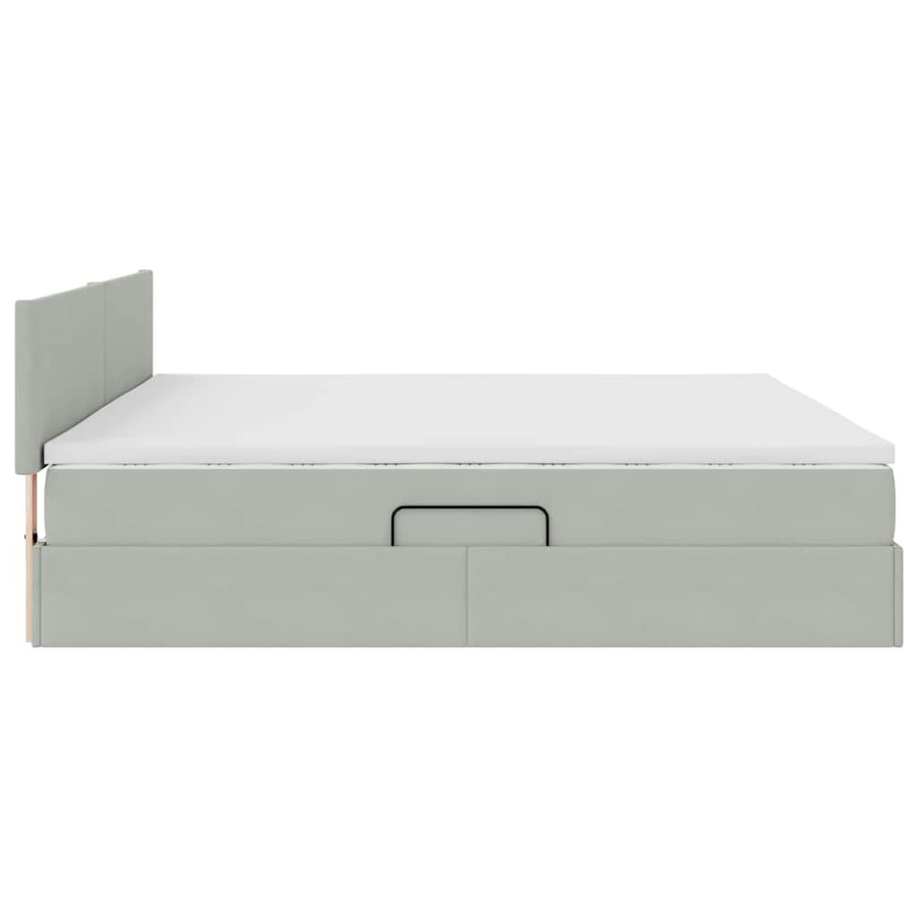 Krevet s od storage Svijetlo siva 200 x 200 cm Baršun