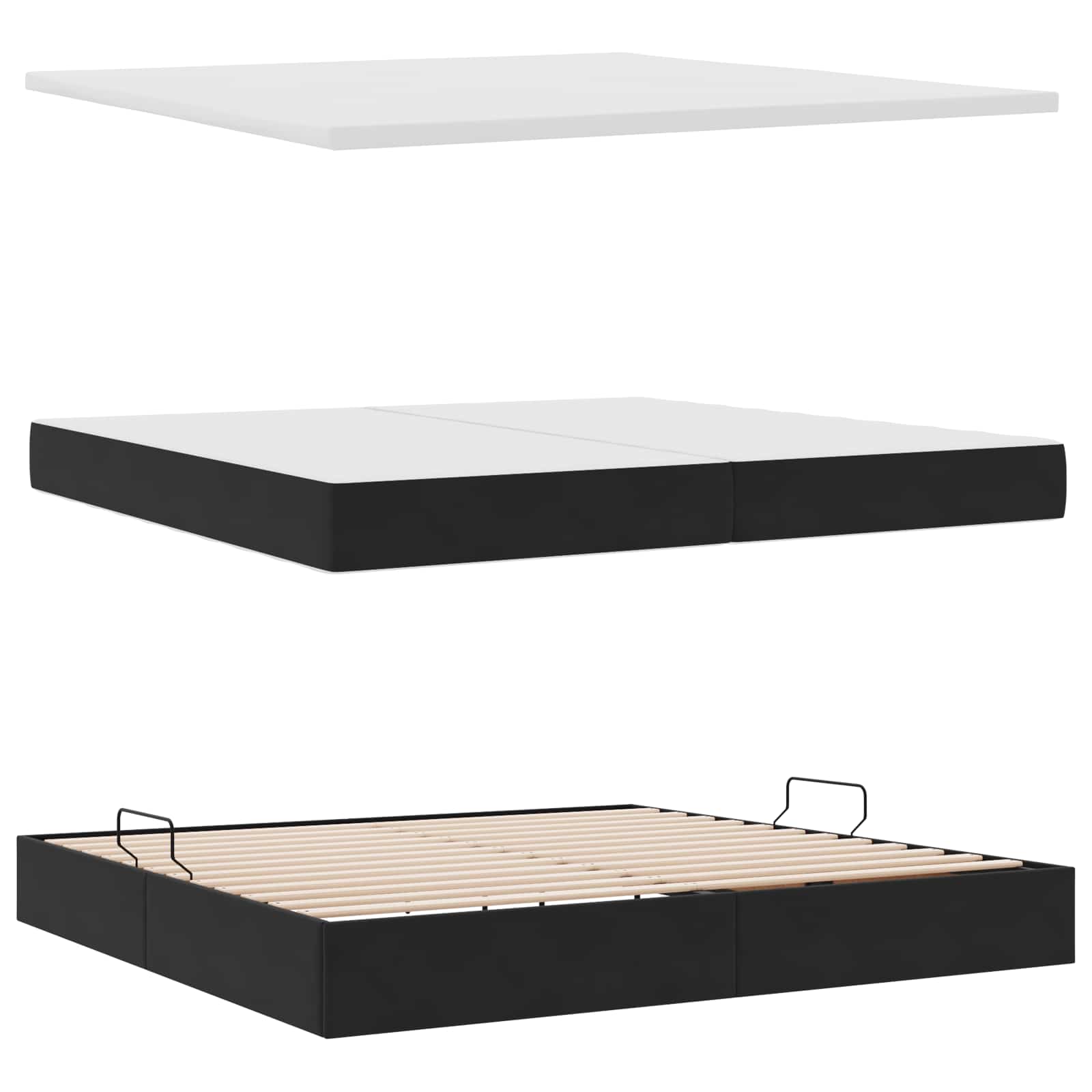 Krevet s od storage s madracem Crna 200 x 200 cm Baršun