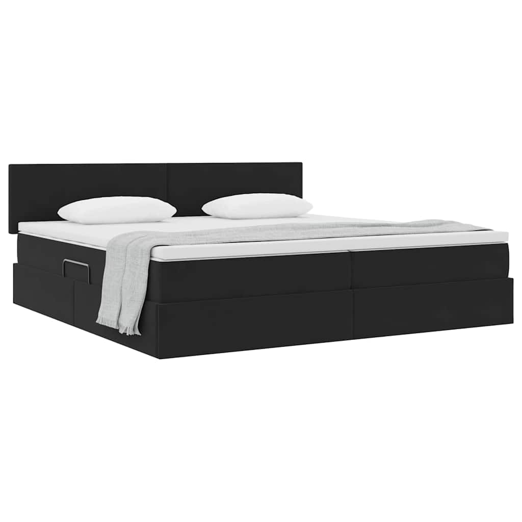 Krevet s od storage s madracem Crna 200 x 200 cm Baršun