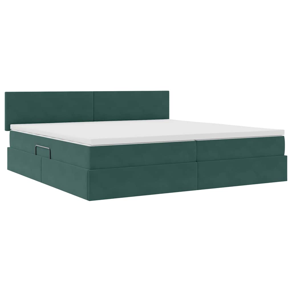 Krevet s od storage Tamnozelena 200 x 200 cm Baršun