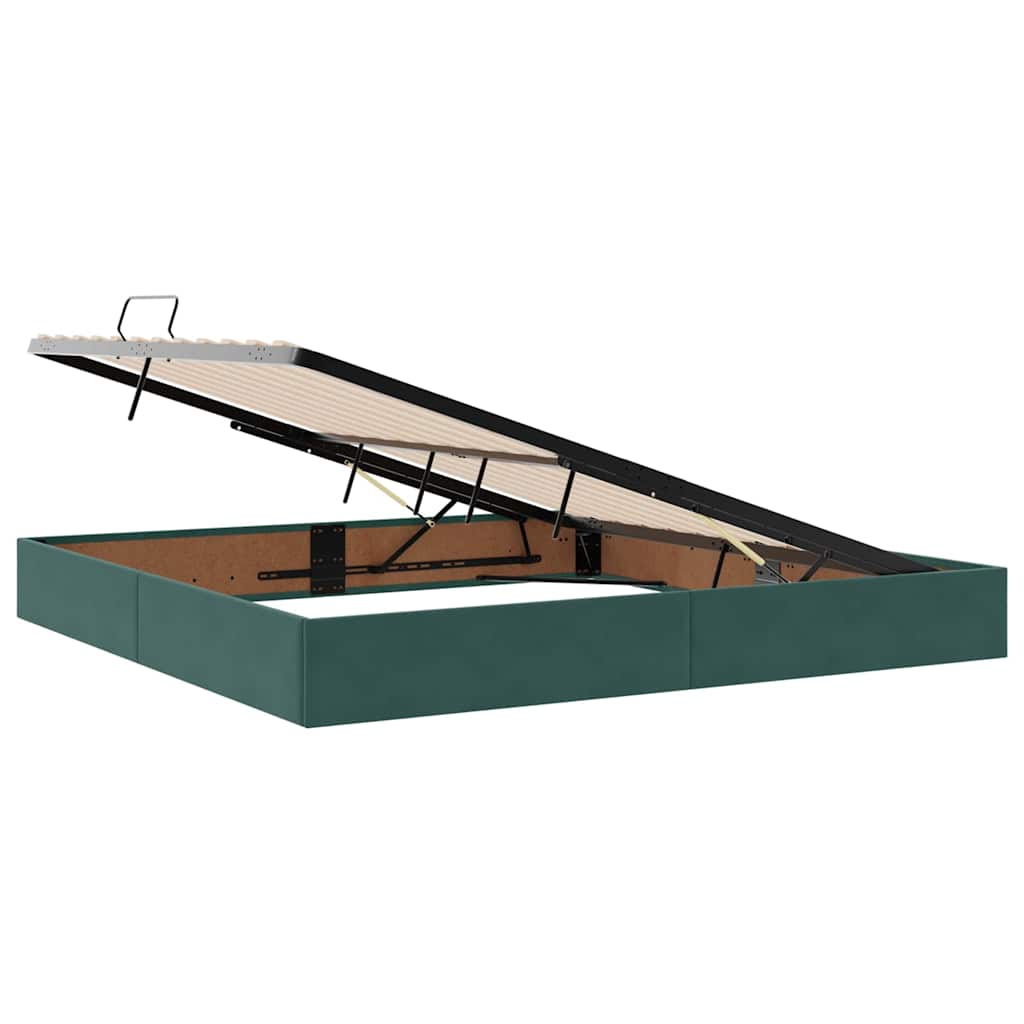Krevet s od storage Tamnozelena 200 x 200 cm Baršun