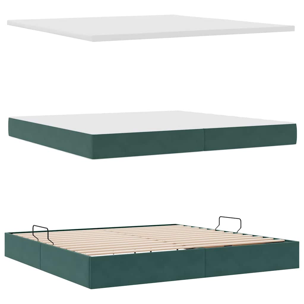 Krevet s od storage Tamnozelena 200 x 200 cm Baršun