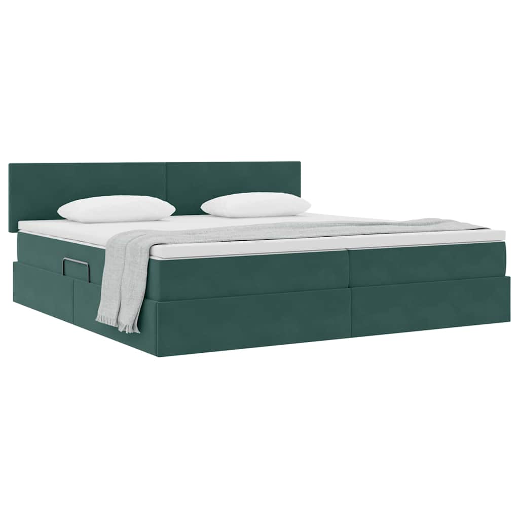 Krevet s od storage Tamnozelena 200 x 200 cm Baršun