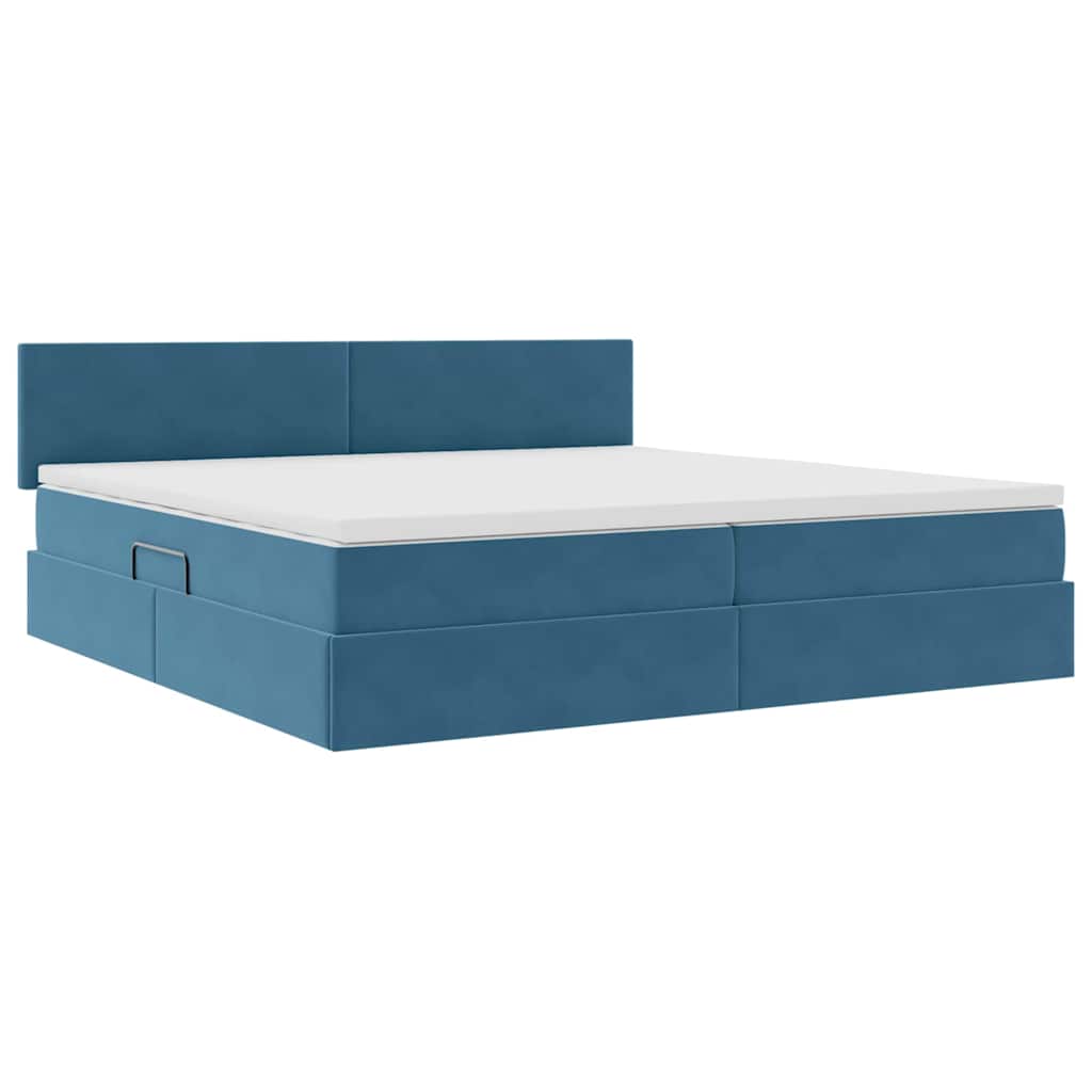 Krevet s od storage s madracem Tamno plava 200 x 200 cm Baršun