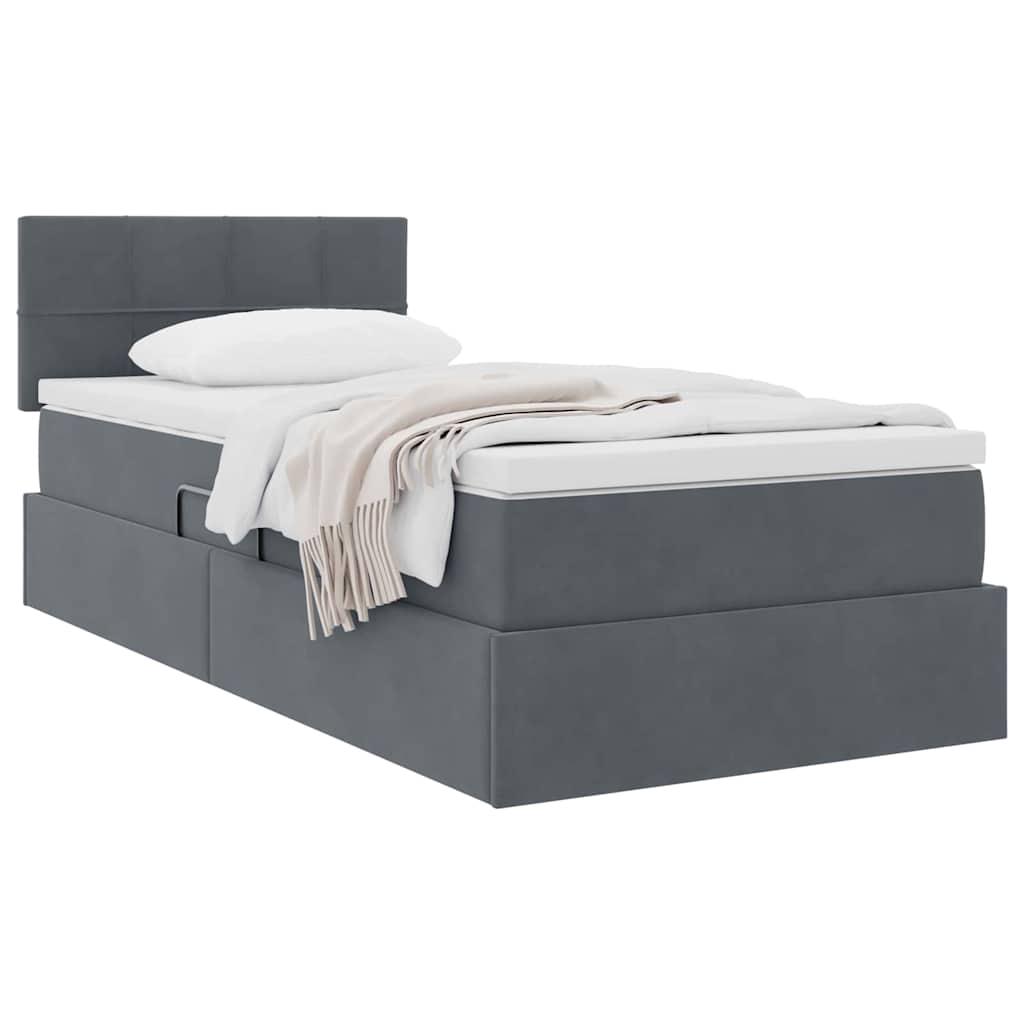 Krevet s od storage s madracem Tamno siva 90 x 190 cm Baršun